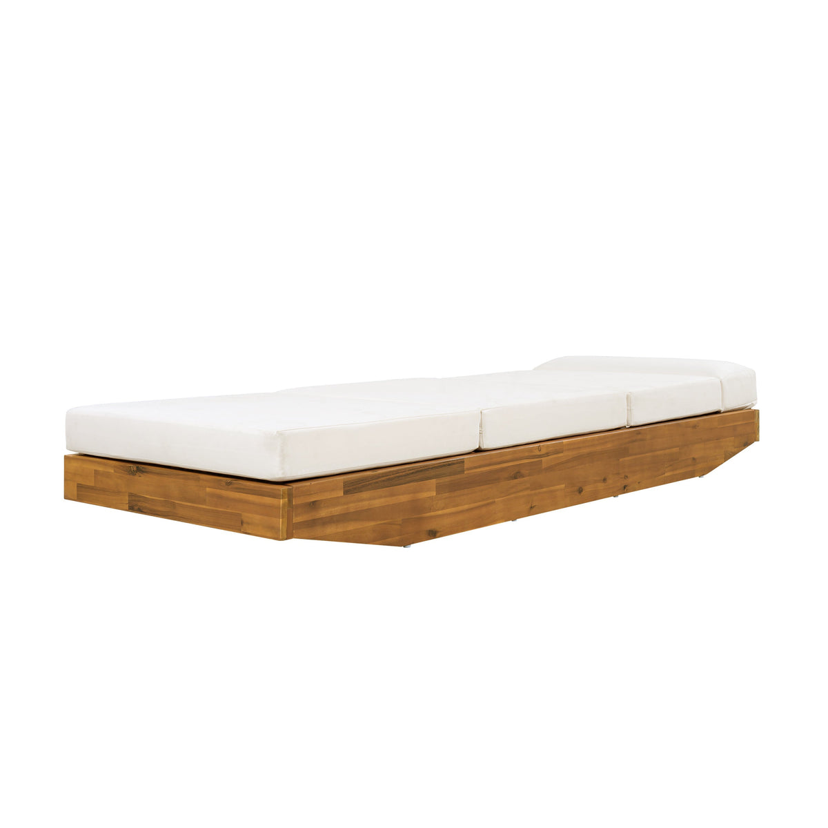 Modern Acacia Wood Outdoor Chaise Lounge
