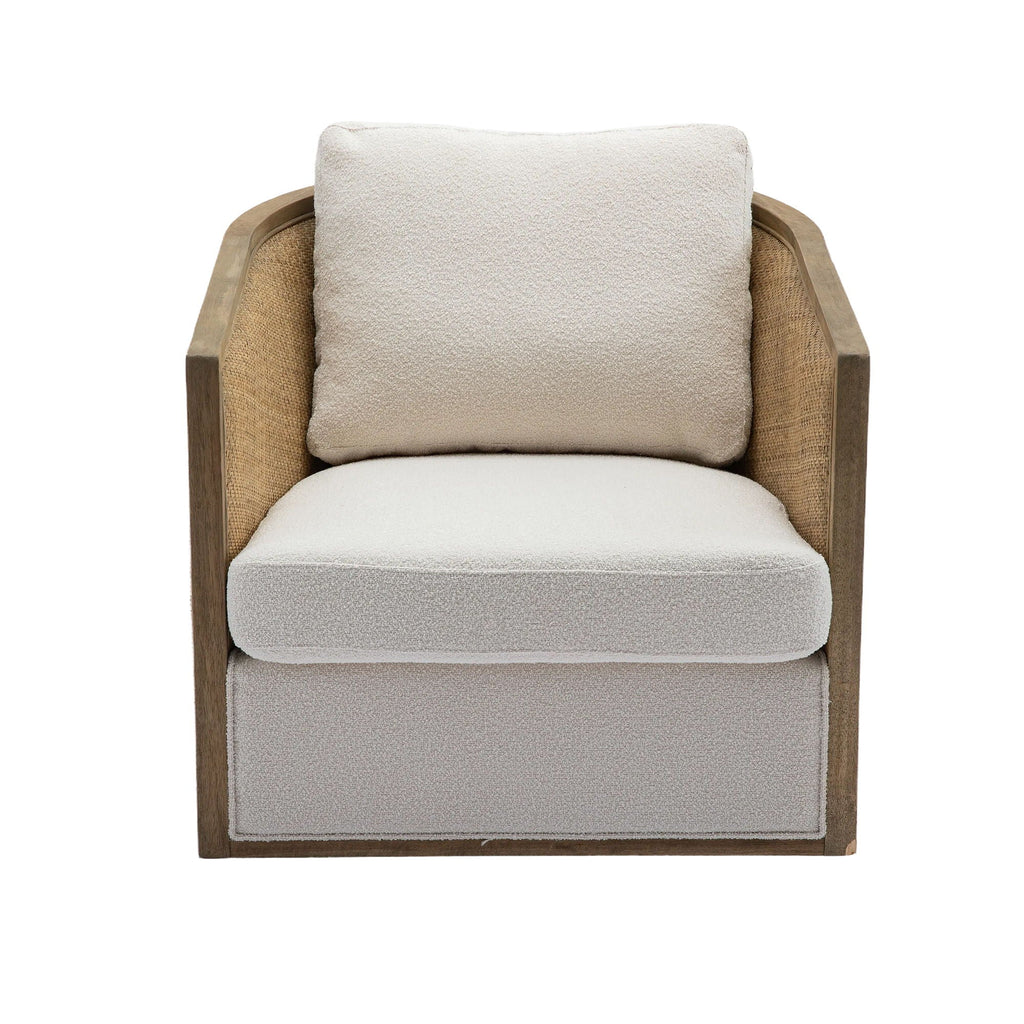 Barrel, Comfy Round Accent Sofa Chair With 360 Degree Swivel, Leisure Arm
