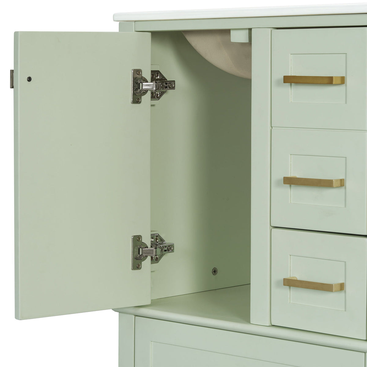 Bathroom Vanity, Modern Bathroom Cabinet With Sink Combo Set, Bathroom Storage Cabinet With A Soft Closing Door And 3 Drawers, Solid Wood Frame