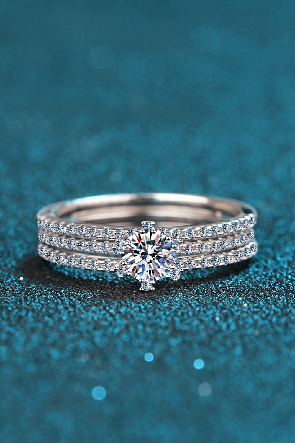 Sparkala™ 925 Rhodium Over Pure Sterling Silver Ring Set