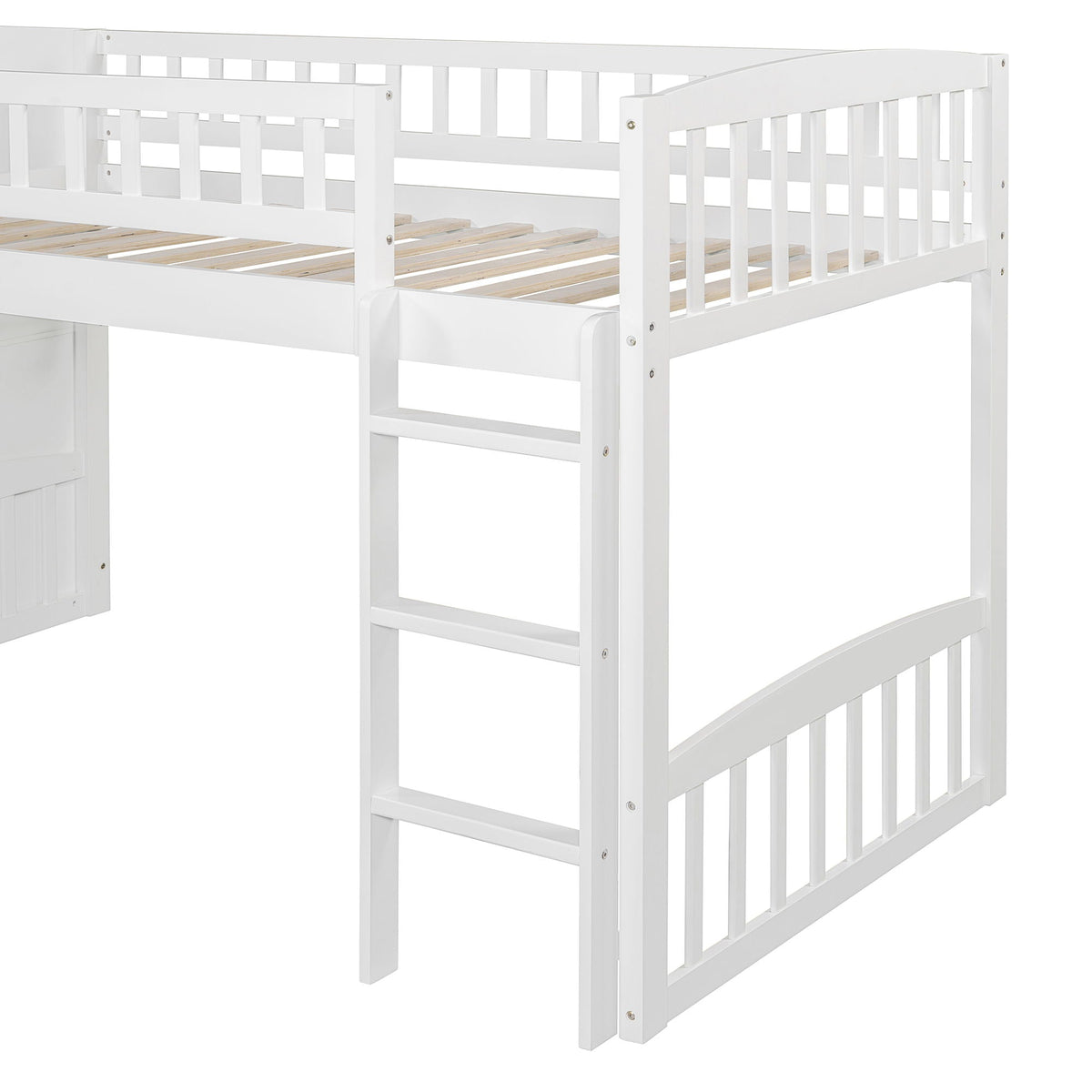 Loft Stairway Bed With 2 Drawers, Convertible Ladder And Slide
