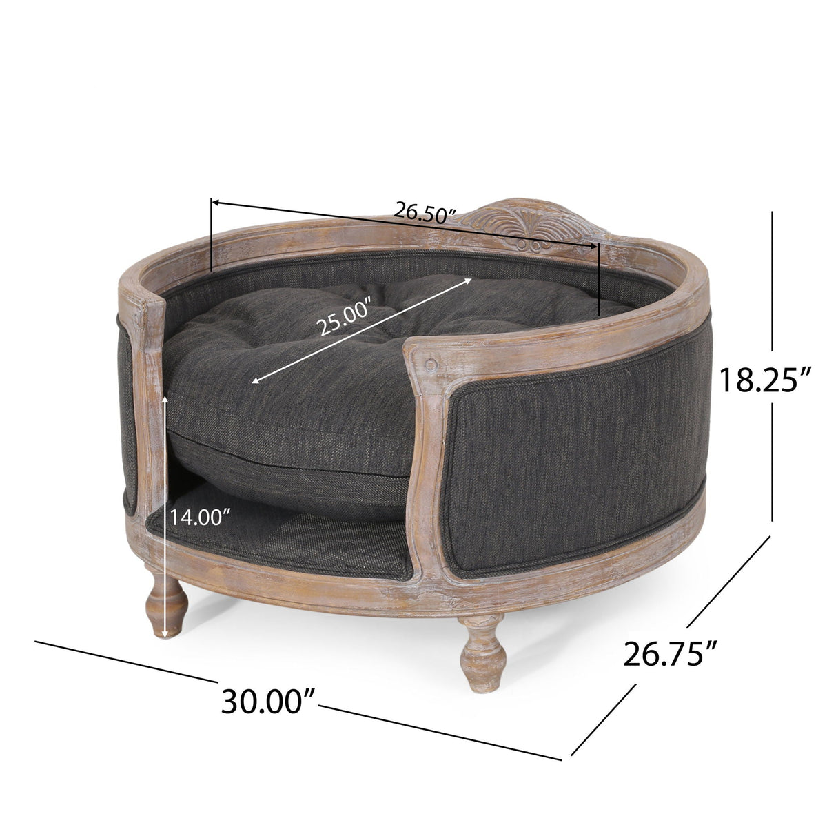 Upholstered Pet Bed, Fabric Dog Bed