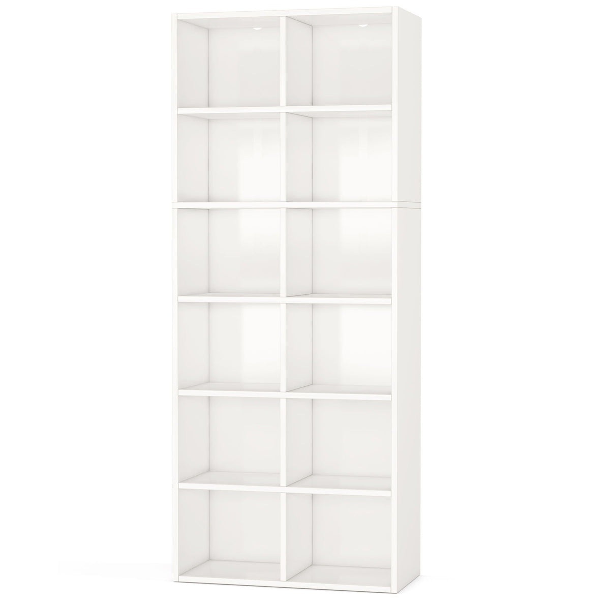 Narrow 12 Cube Bookcase With Closed Back For Living Room - White
