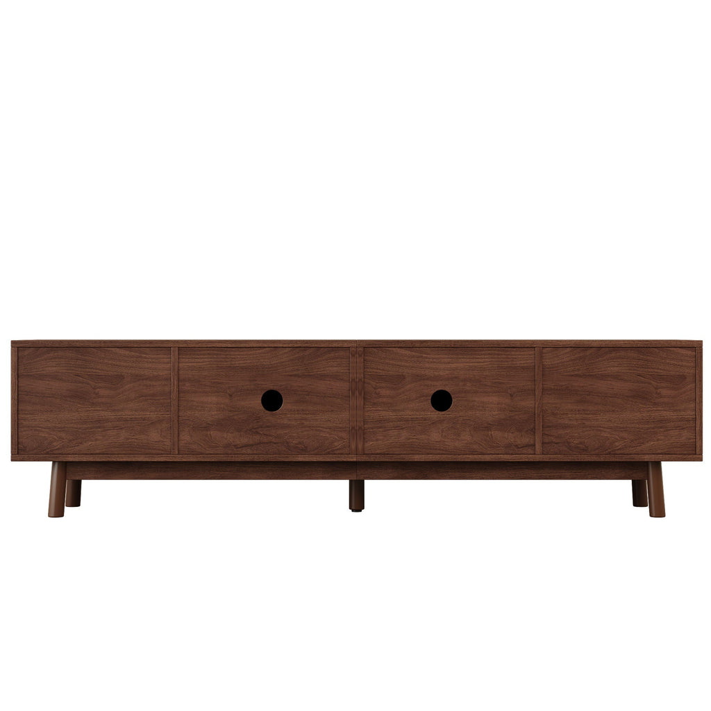 70" TV Stand With Doors For TVs Up To 80", Media Console With 4 Drawers & Cable Holes - Dark Brown