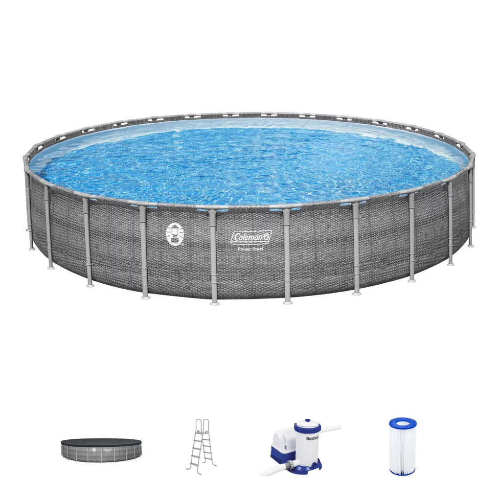 Power Steel 26' X 52" Deluxe Series Pool Set with Pump, Ladder and Cover