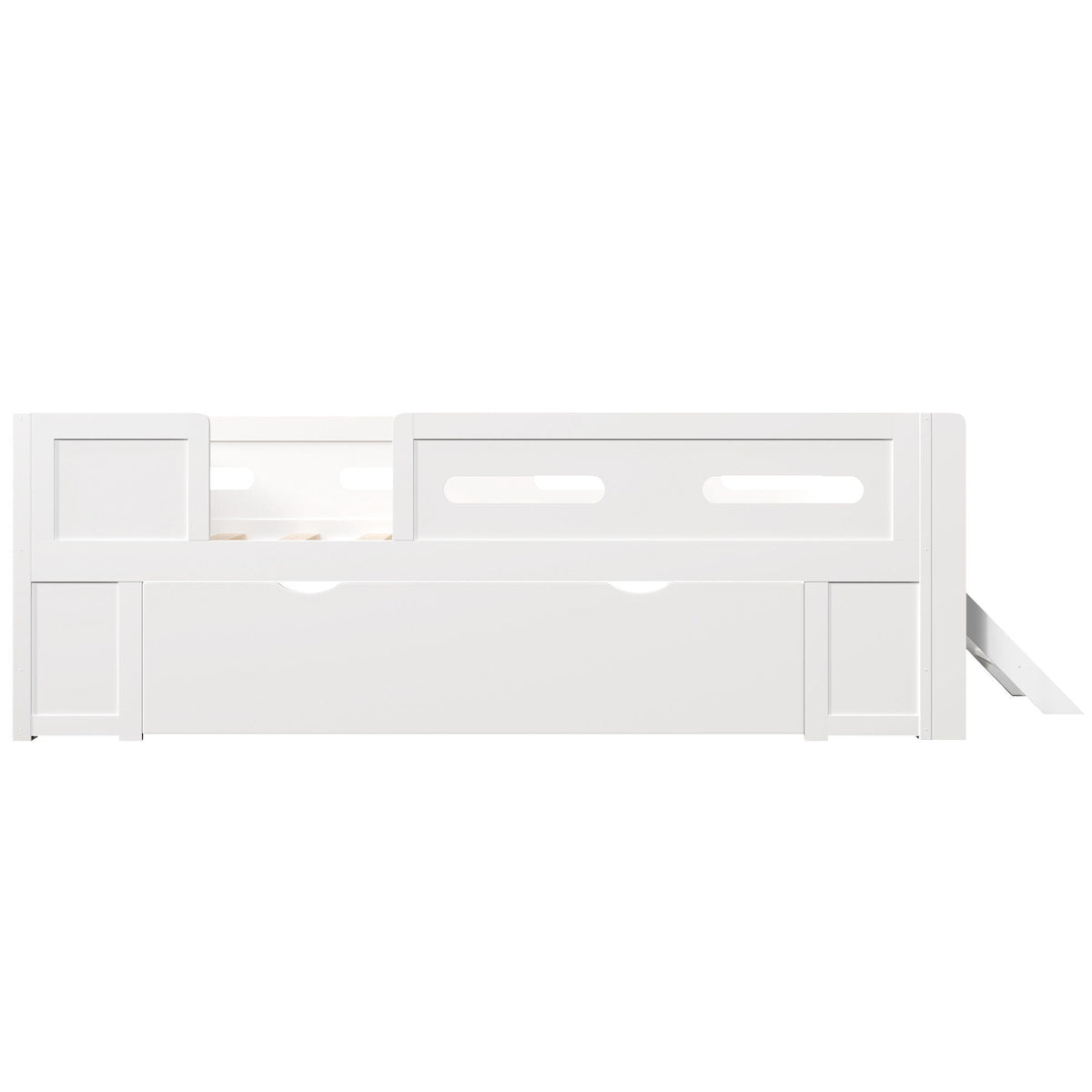 Platform Bed With Guardrail And Drawer