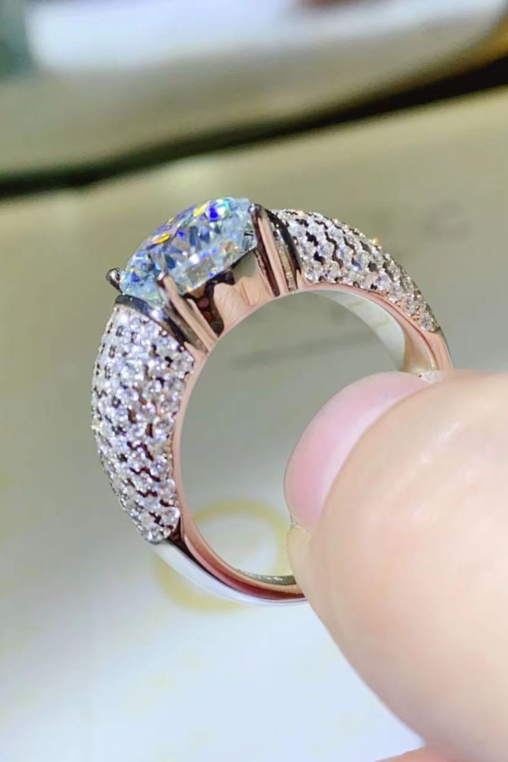 3 Carat Green Sparkala™ Side Stone Ring