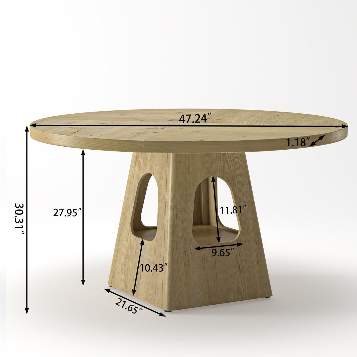 Farmhouse Round Dining Table With Storage Base