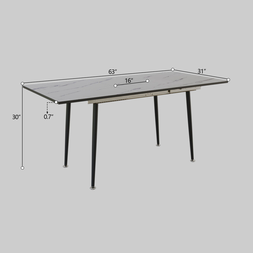 Modern Extendable Dining Table And Chair Set For 2 - 6 People