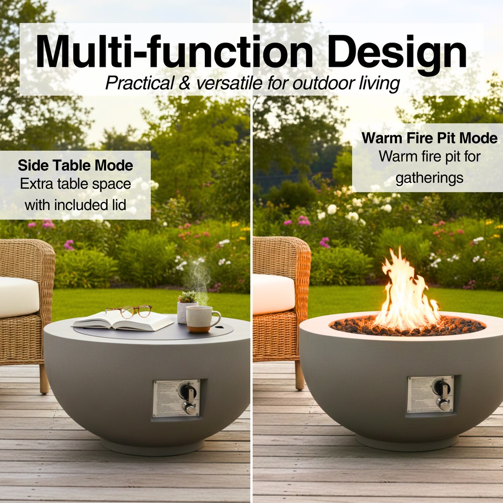 Outdoor Round Propane Fire Pit Table 28-inch, 40,000 BTU