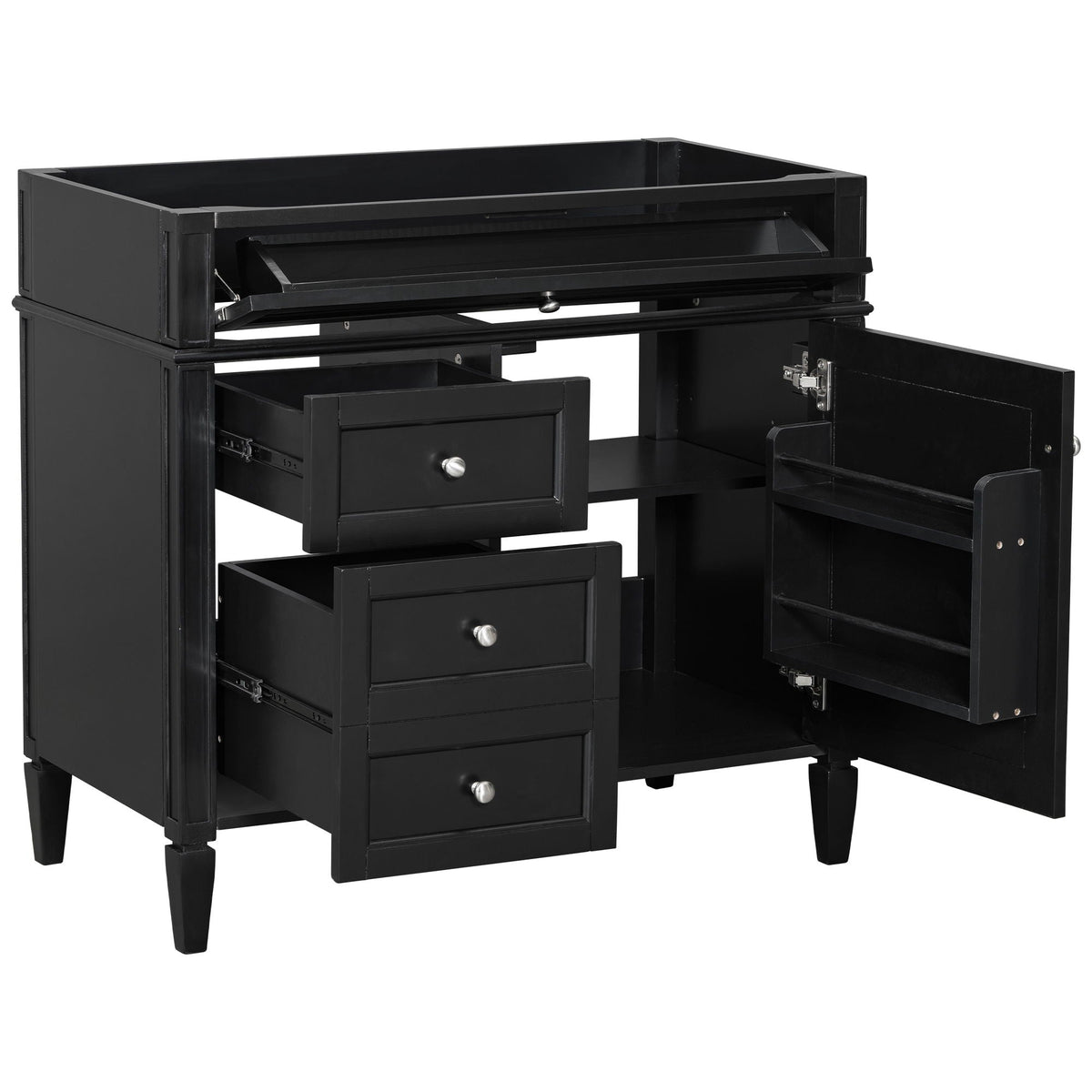 Bathroom Vanity With 2 Drawers And Tip-Out Drawer, Storage Cabinet