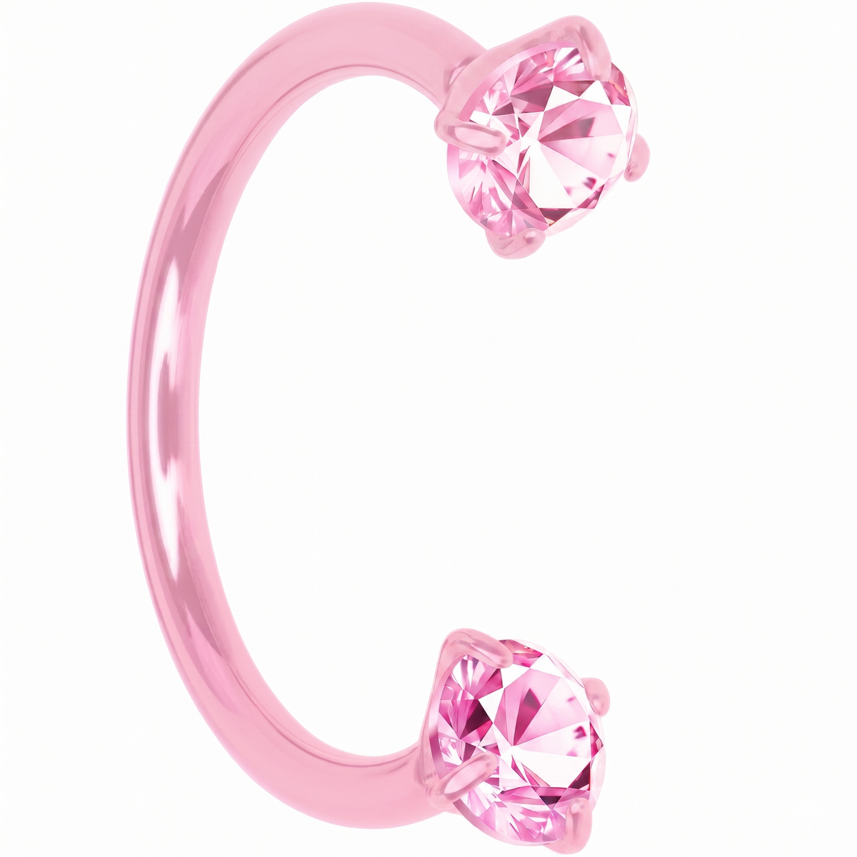Pink Double Gem Horseshoe Nose Ring - Solid Titanium Anodized