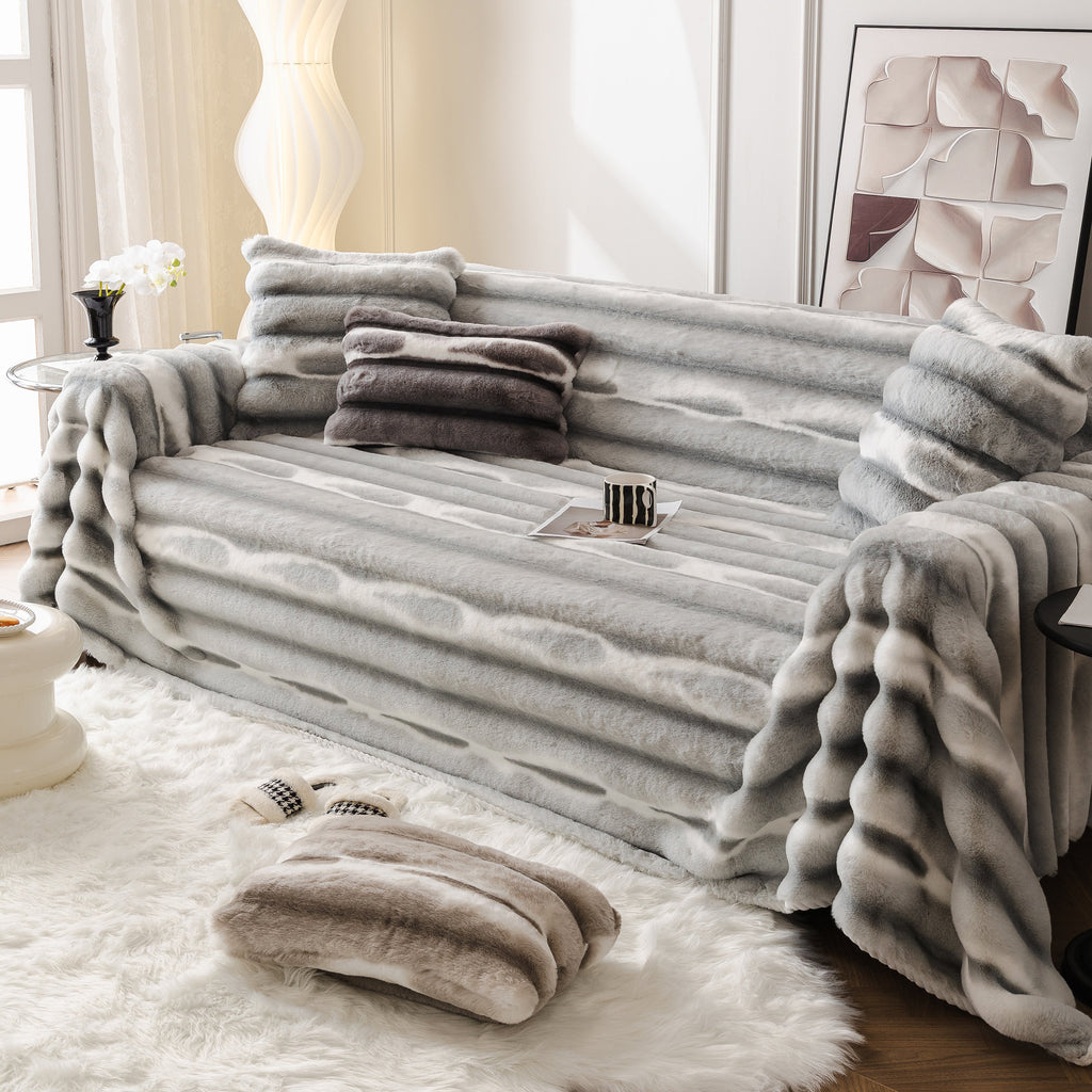 Ultra Soft Faux Fur Couch Cover – Large, Fluffy, and Elegant Sofa Throw Blanket
