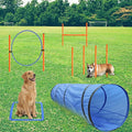 Dog Agility Training Equipment, Obstacle Agility Training Starter Kit for Doggie, Including Tunnel, 13 Weave Poles, Adjustable Hurdle, Jump Ring, Pause Box and Carrying Bag(Blue)