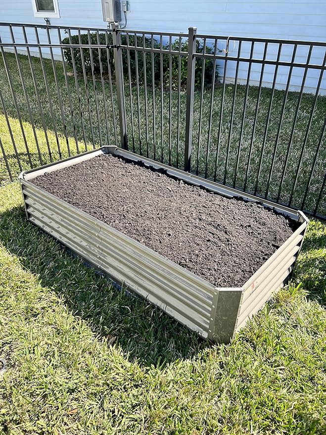 A ANLEOLIFE 6X3X1.5 ft Galvanized Raised Garden Beds Outdoor, Rectangular Metal Planter Box for Planting Vegetables Flowers Herb, Anti-Rust & Easy-Setup, Quartz Grey