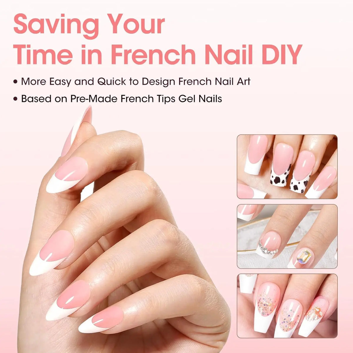 French Tips Press-on Nail Long Lasting Elegant Artificial Nail Manicure Art for Daily Lives Everyday Use