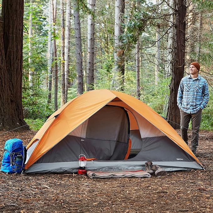 Amazon Basics Camping Tent, 3-Season Dome Design with Rainfly