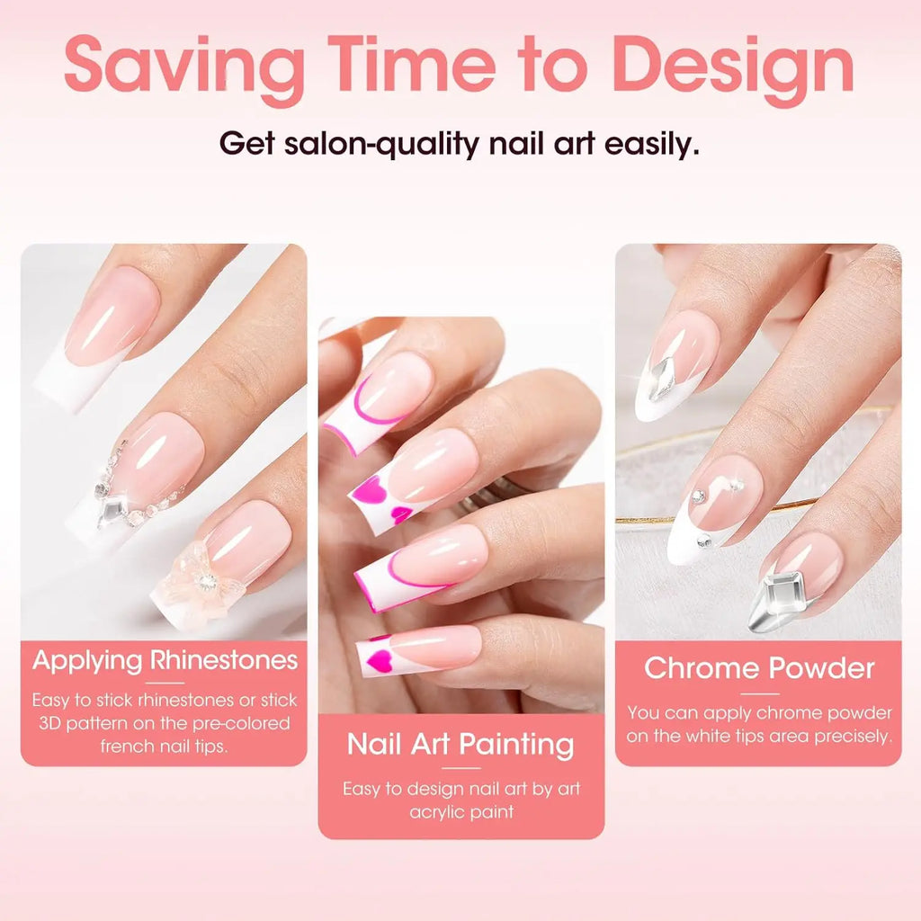 French Tips Press-on Nail Long Lasting Elegant Artificial Nail Manicure Art for Daily Lives Everyday Use