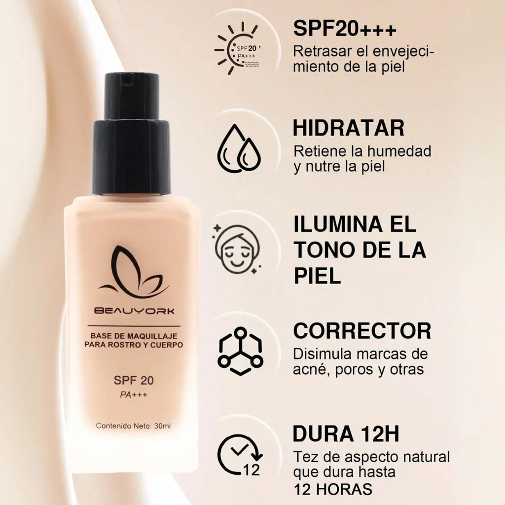 Women's Makeup Spf20 Pa+++ Sunscreen Foundation, Full Coverage Moisturizer, Breathable Matte Finish, Long Lasting, Beauyork