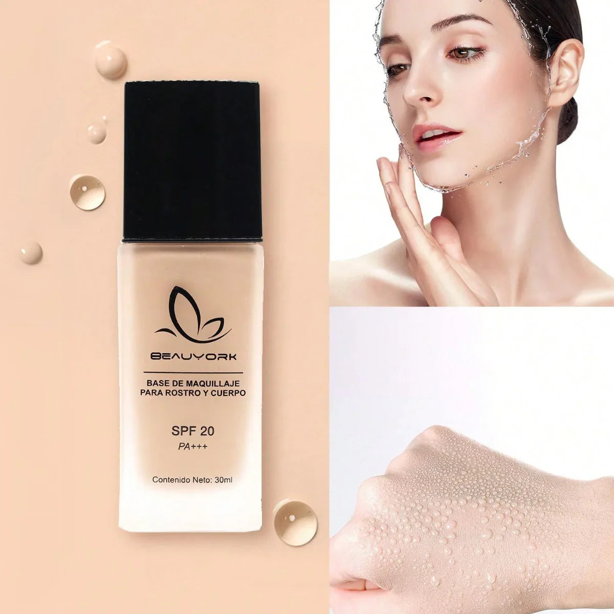 Women's Makeup Spf20 Pa+++ Sunscreen Foundation, Full Coverage Moisturizer, Breathable Matte Finish, Long Lasting, Beauyork