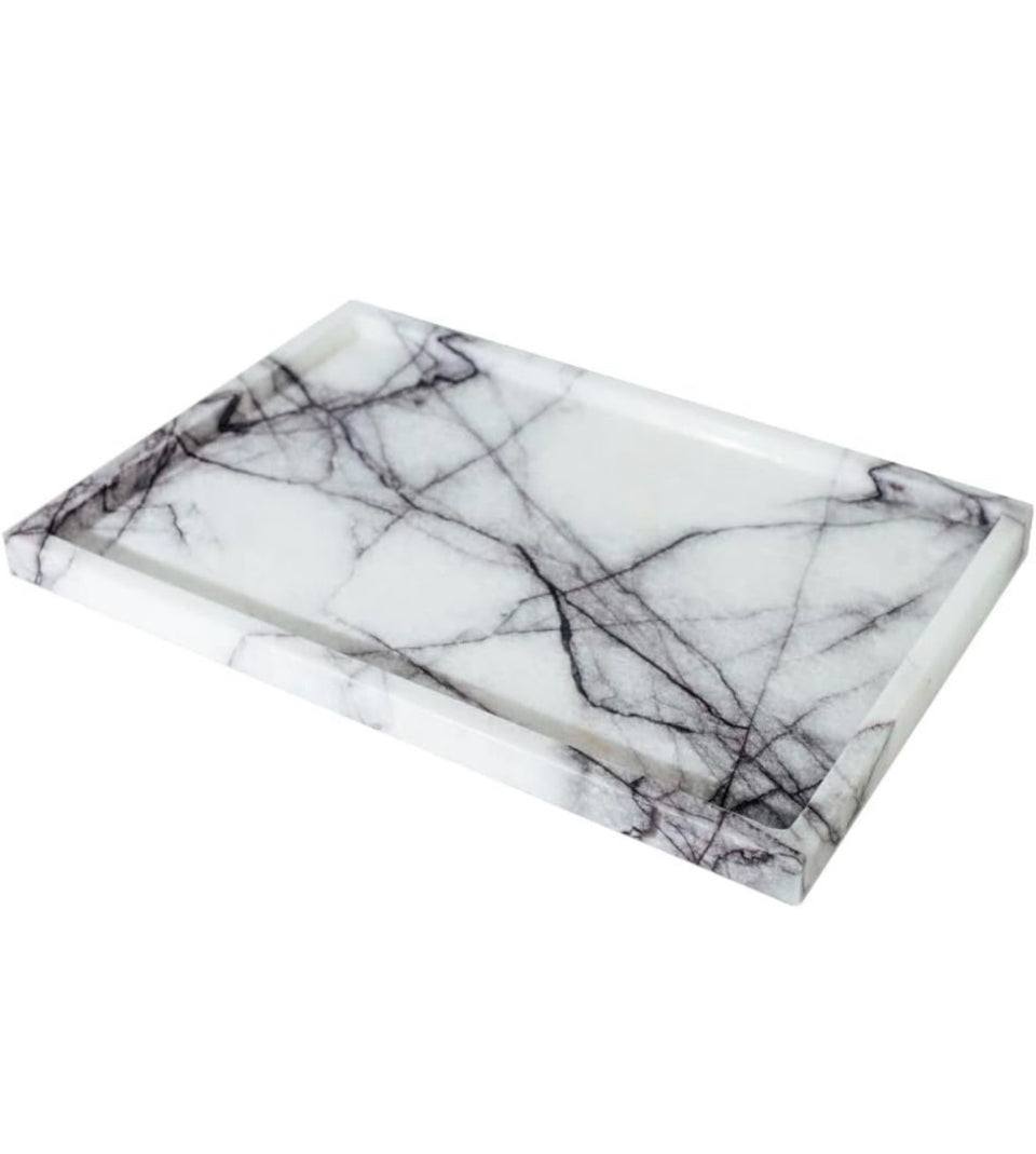 Open box DUANYAN Real Luxurious Vanity Tray Natural Genuine Marble Storage Tray for Home Decor Stone Tray for Bathroom/Kitchen/Vanity/Dresser Non-Res