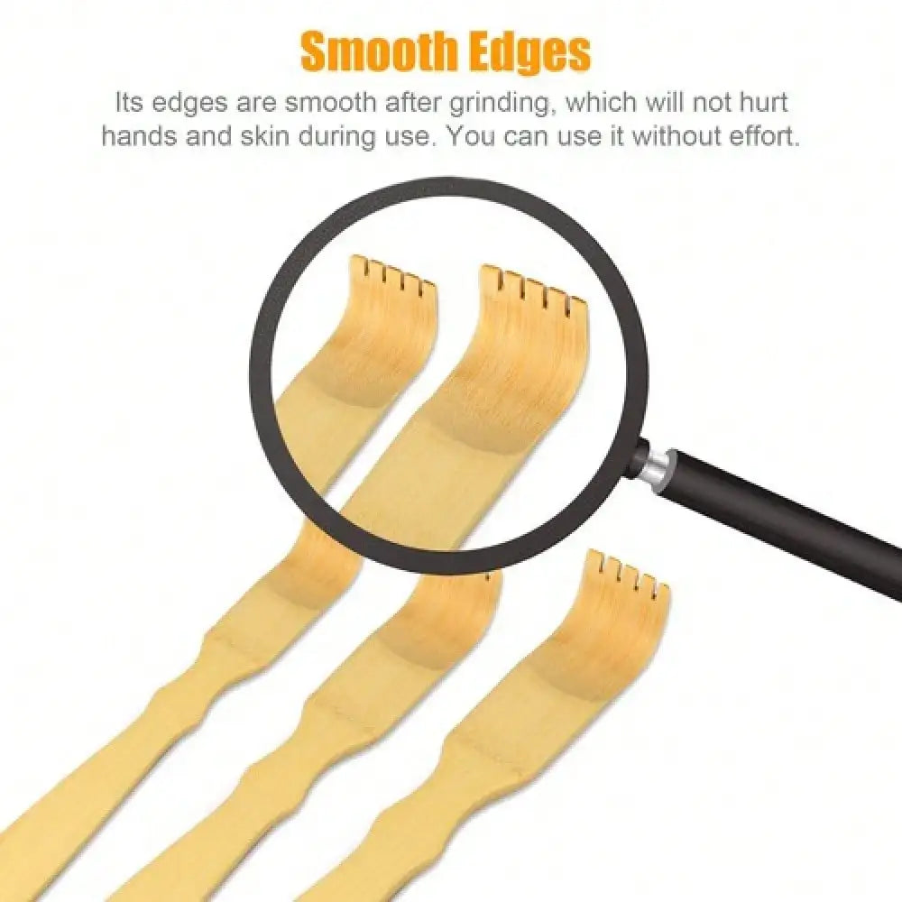 3 Pack Bamboo Back Scratchers - Convenient Long-Handle Itch Relief Tools, Large Quantity Set for Home & Travel