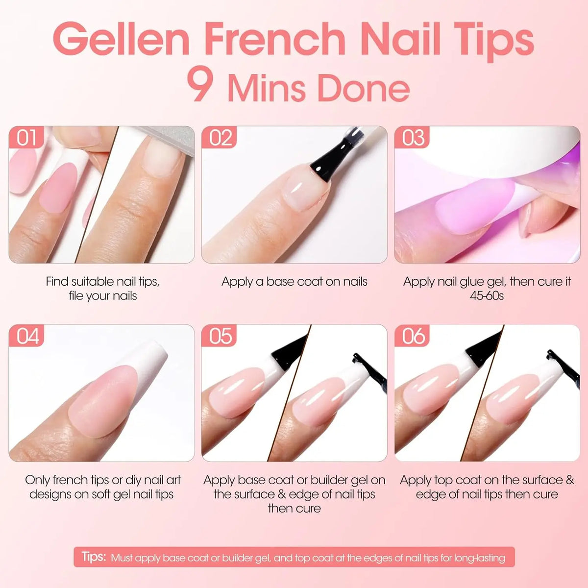 French Tips Press-on Nail Long Lasting Elegant Artificial Nail Manicure Art for Daily Lives Everyday Use