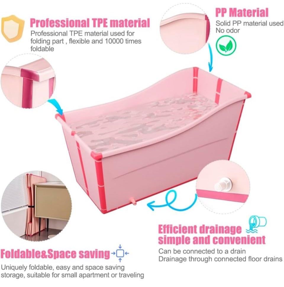 Joyingbaby Large Foldable Bathtub for Toddler Collapsible Baby Bathtub Portable Bath tub Lightweight for Children Twins Petite Adult