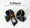 Halloween Ghost Embroidered Black Bow Hairpin