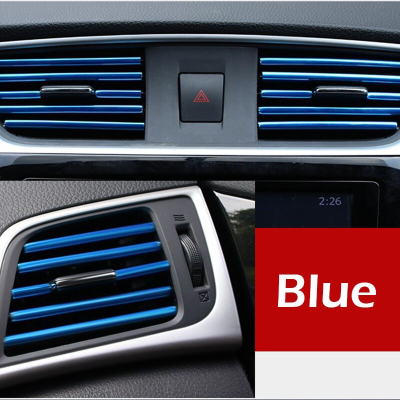 10pcs/lot Car-styling Plating Air Outlet Trim Strip Interior Air Vent Grille Switch Rim Trim Outlet Decoration Strip DIY