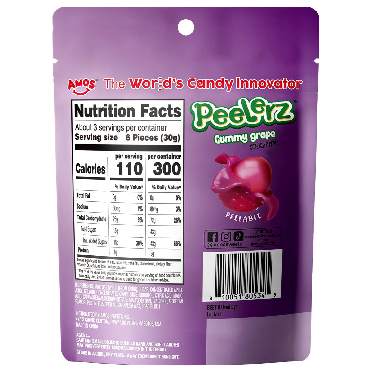 Amos Peelerz Grape 6 pack (3oz)