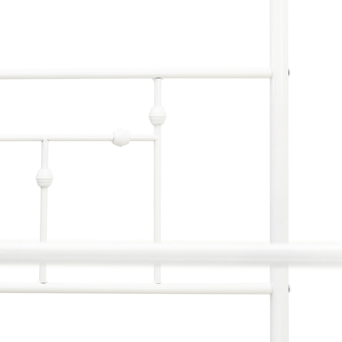 EAST WEST FURNITURE - ATQCWHI - Anniston Queen Bed with Luxurious Style Headboard and Footboard - Canopy Metal Frame in Powder Coating Linen white