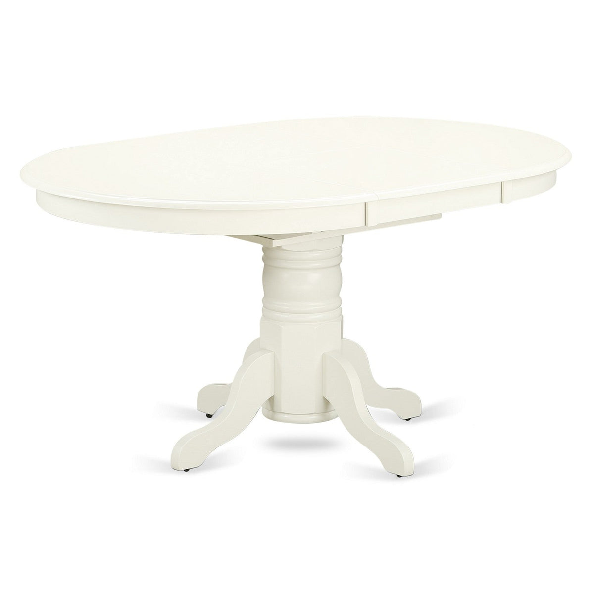 EAST WEST FURNITURE - AVVA5-LWH-W - 5-Piece Modern Dining Set- 4 Mid Century Chair with Wooden Seat and Slatted Chair Back - Removable leaf Oval Dining Table - linen white Finish