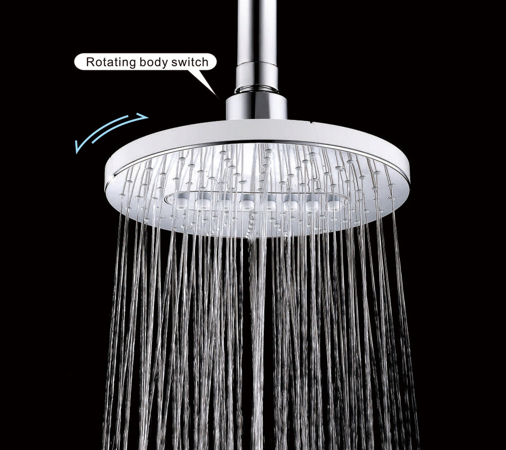 6.3" 2-Spray Rainfall Shower Head with Adjustable Angles