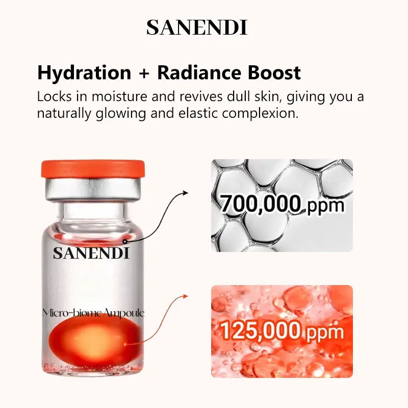 SANENDI Korea Skincare Hyaluronic Acid Ampoule MicroBiome Serum Moisture-Support Lightweight Hydration A-AG Solution