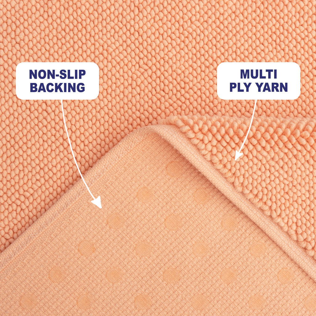American Soft Linen 100% Cotton Bath Mat Rugs, 17x24 inches with Silicone Backing, Soft Absorbent Grip-Enhanced Bath Mats for Bathroom