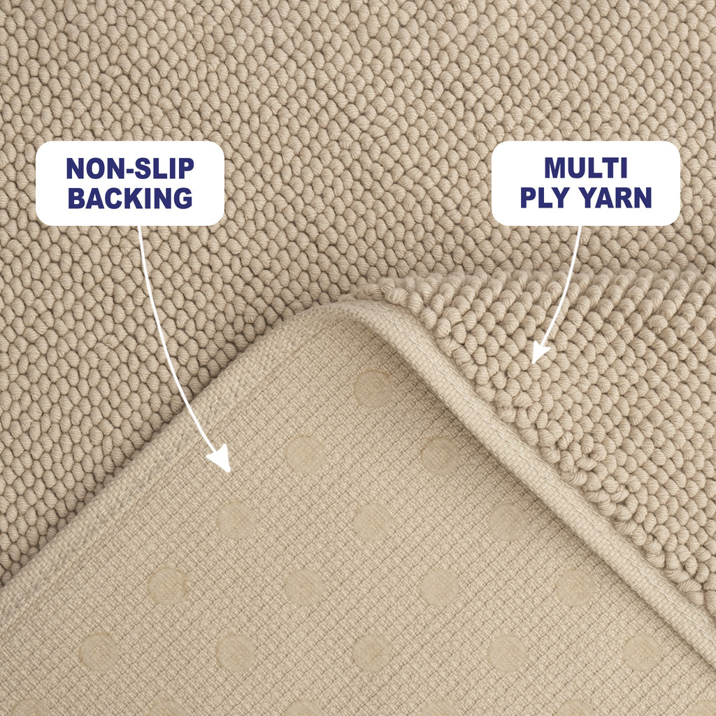 American Soft Linen 100% Cotton Bath Mat Rugs, 20x34 inches with Silicone Backing, Soft Absorbent Grip-Enhanced Bath Mats for Bathroom
