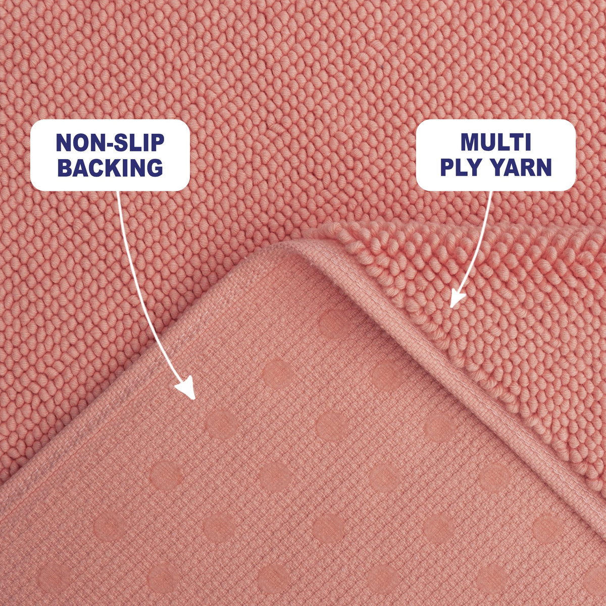 American Soft Linen 100% Cotton Bath Mat Rugs, 20x34 inches with Silicone Backing, Soft Absorbent Grip-Enhanced Bath Mats for Bathroom