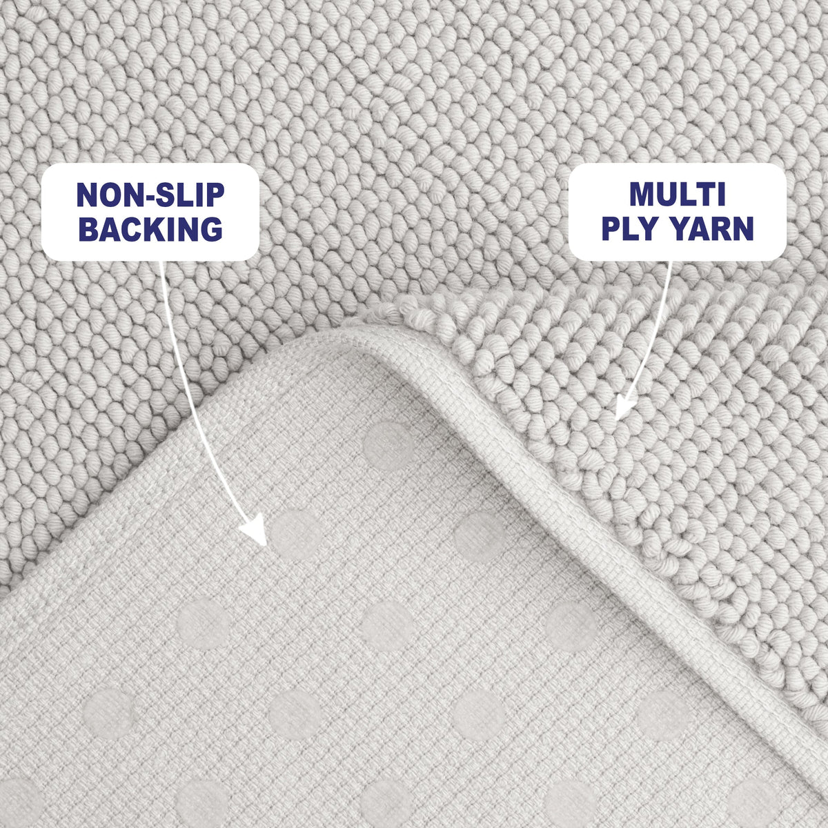 American Soft Linen 100% Cotton Bath Mat Rugs, 20x34 inches with Silicone Backing, Soft Absorbent Grip-Enhanced Bath Mats for Bathroom