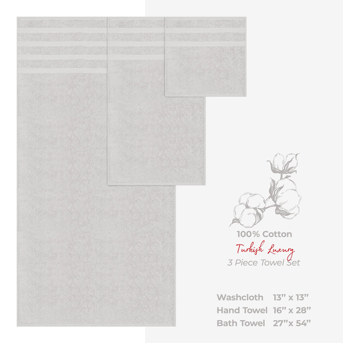 American Soft Linen 3 Piece 100% Cotton Extra Fluffy and Soft, Luxury Turkish Towel Set with 20 Different Colors