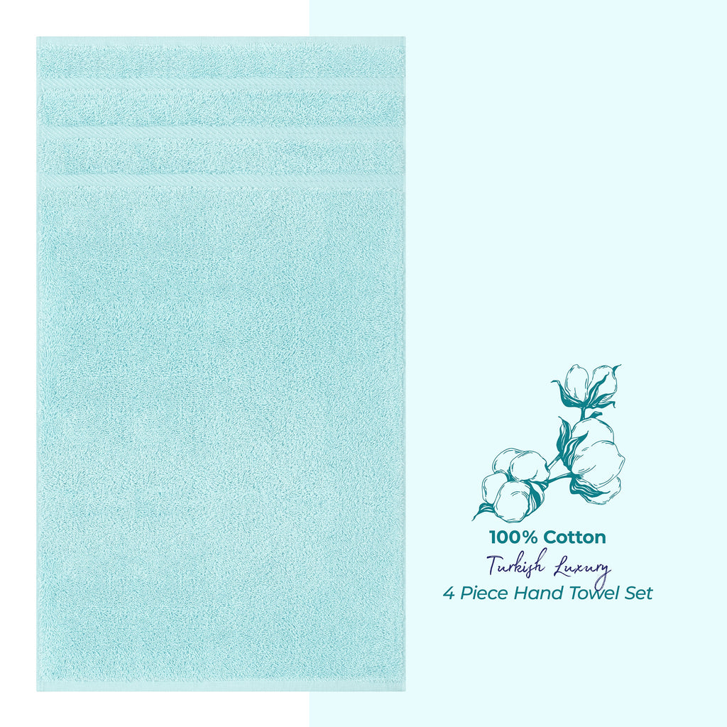 American Soft Linen 100%  Cotton Turkish Towels, 4 Pack Hand Towel Set, Super Soft, Absorbent, Quick Dry Premium Towels
