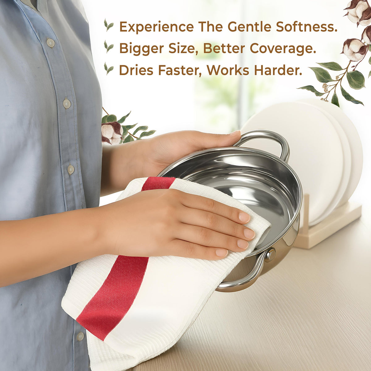 American Soft Linen 4 Packed Dish Towels, 100% Cotton Dish Cloths for Kitchen (BEST PRICE💖 )