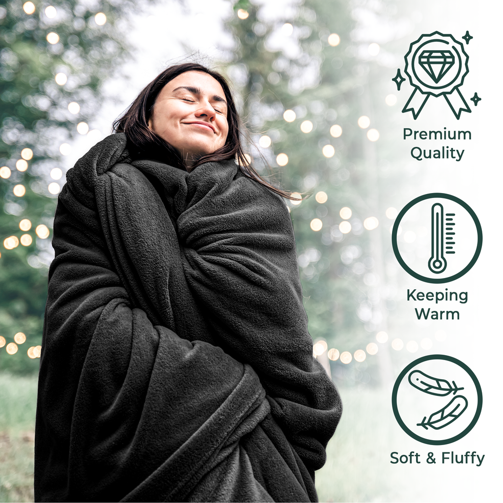 American Soft Linen Bedding Fleece Blanket, Plush Fuzzy Cozy Soft Blanket for Bed, Sofa, Couch