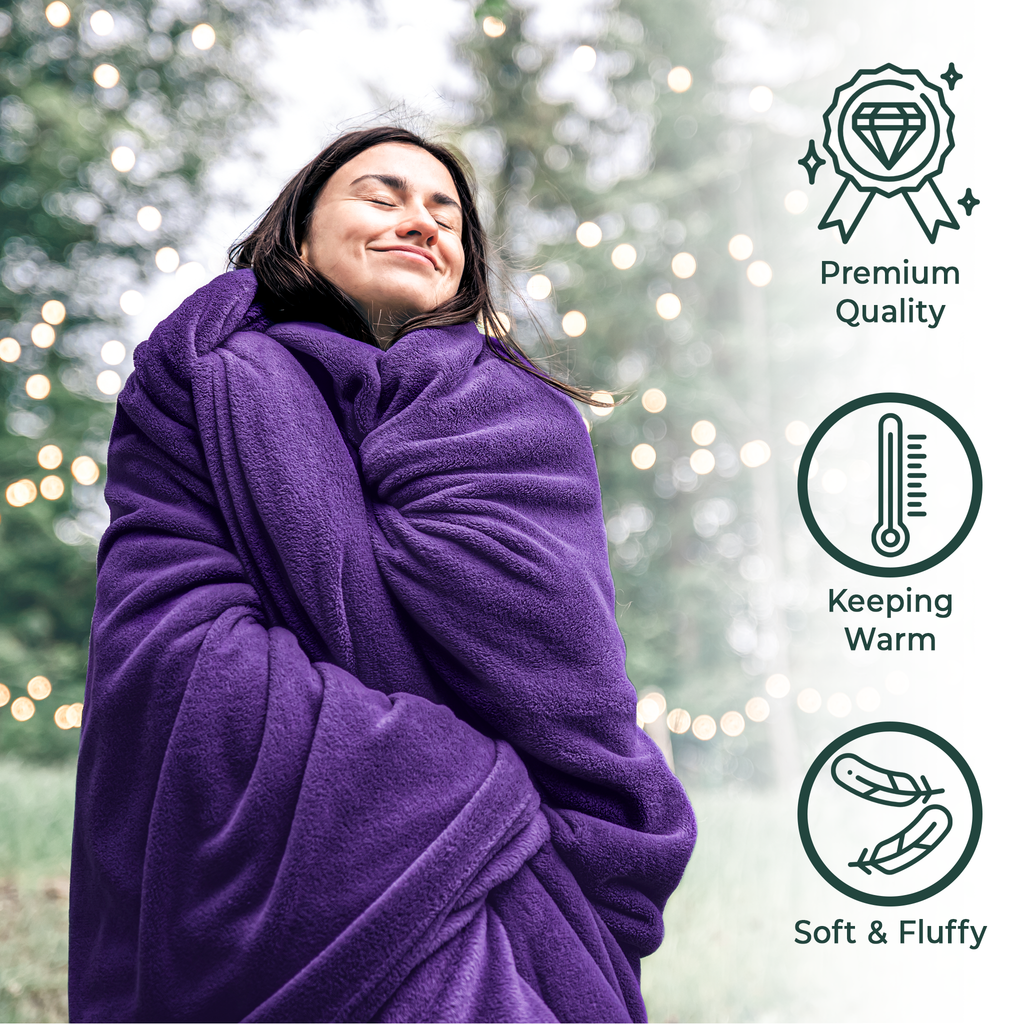 American Soft Linen Bedding Fleece Blanket, Plush Fuzzy Cozy Soft Blanket for Bed, Sofa, Couch