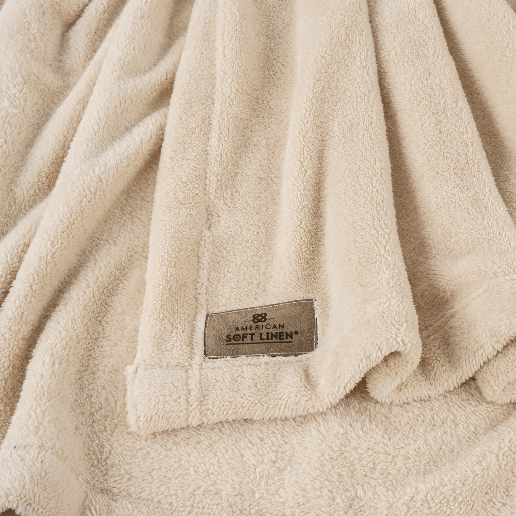 American Soft Linen Bedding Fleece Blanket, Plush Fuzzy Cozy Soft Blanket for Bed, Sofa, Couch