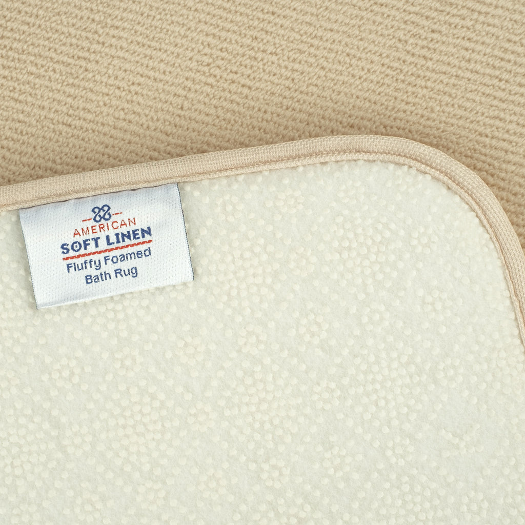 American Soft Linen Fluffy Foamed Bath Rug, 21x32 inches Bath Rugs for Bathroom, 100% Polyester Upper Fluffy Surface and Grip Enhanced Base