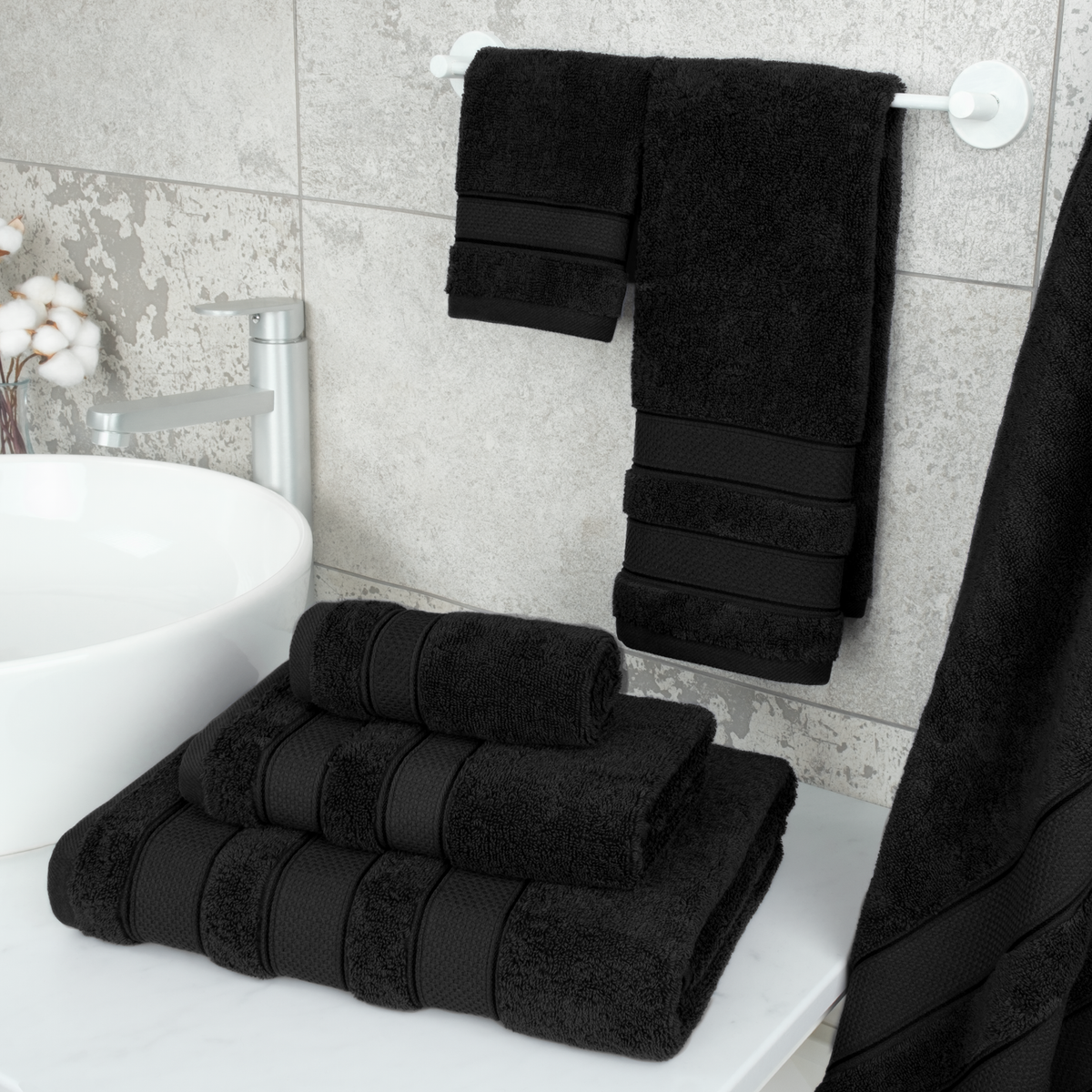Salem 6 Piece 100% Cotton Luxury Bath Towel Set - 10 Set Case Pack