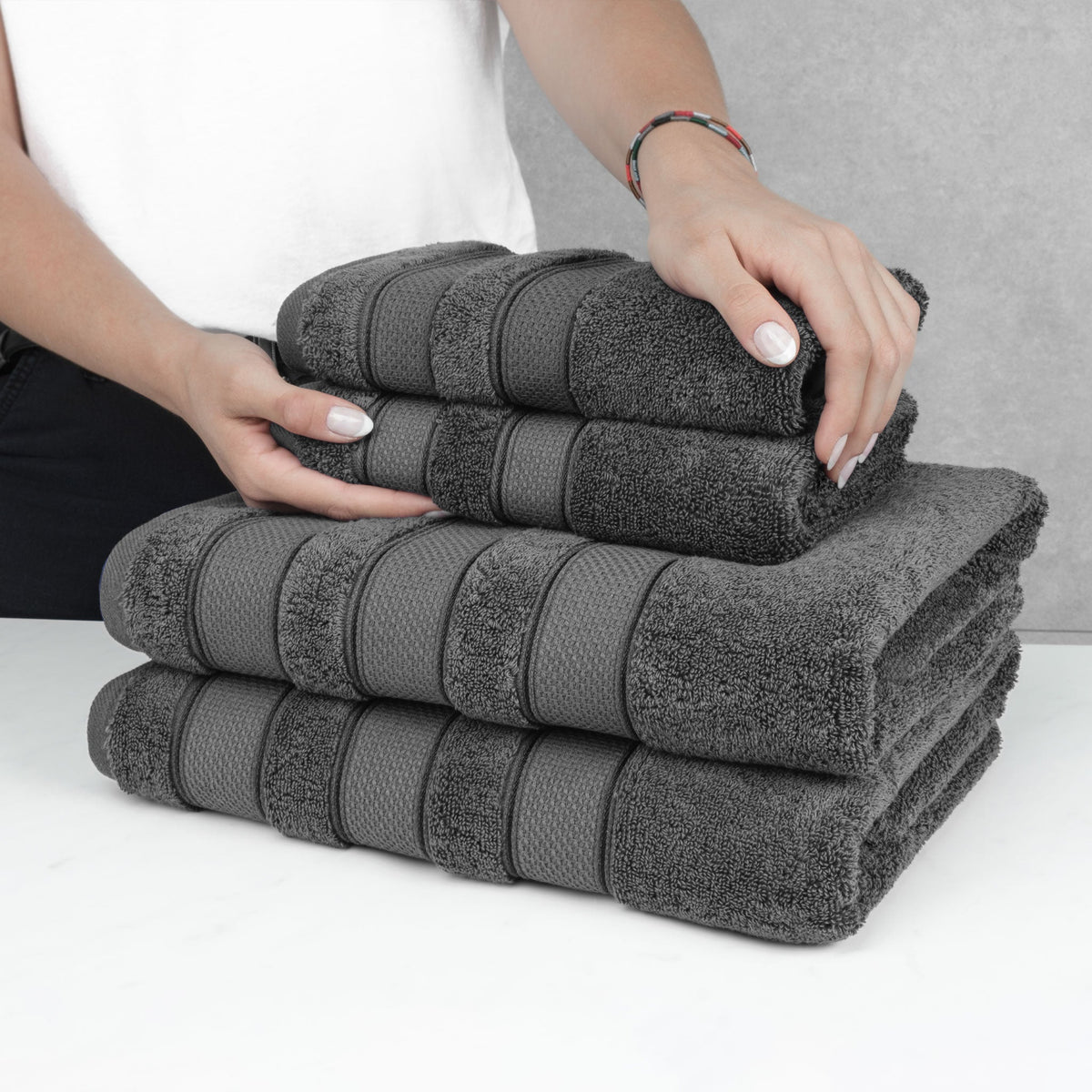 Salem 6 Piece 100% Cotton Luxury Bath Towel Set - 10 Set Case Pack