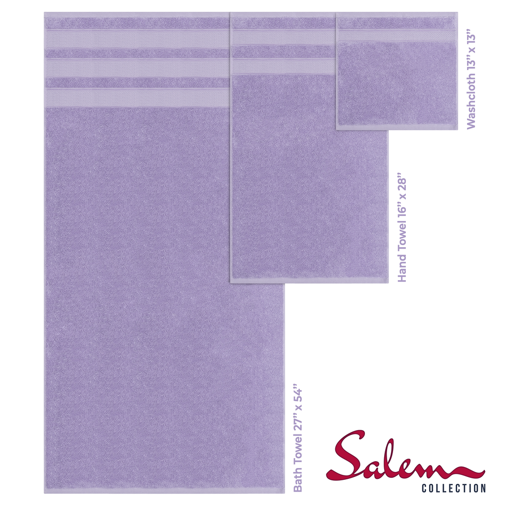Salem 6 Piece 100% Cotton Luxury Bath Towel Set - 10 Set Case Pack