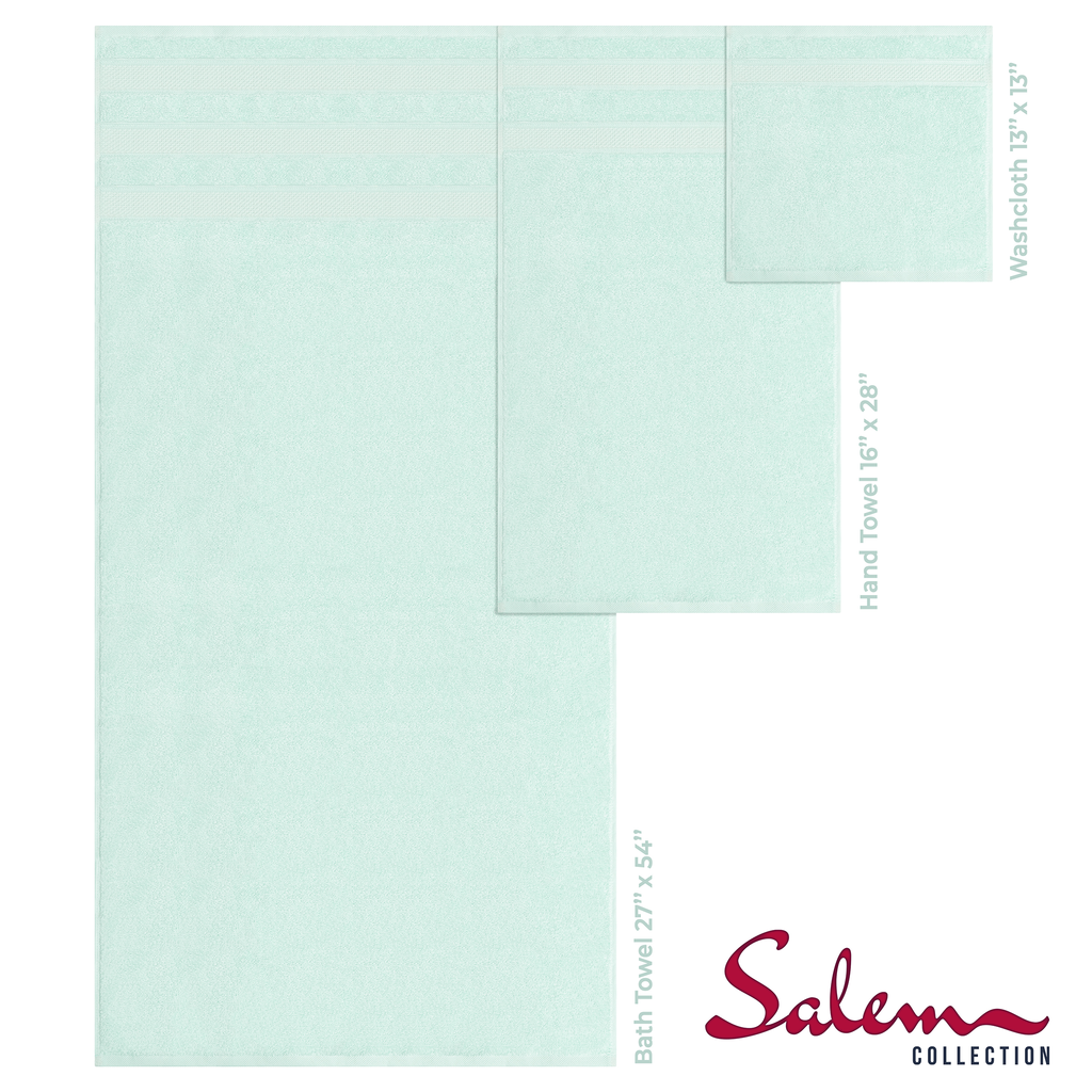 Salem 6 Piece 100% Cotton Luxury Bath Towel Set - 10 Set Case Pack